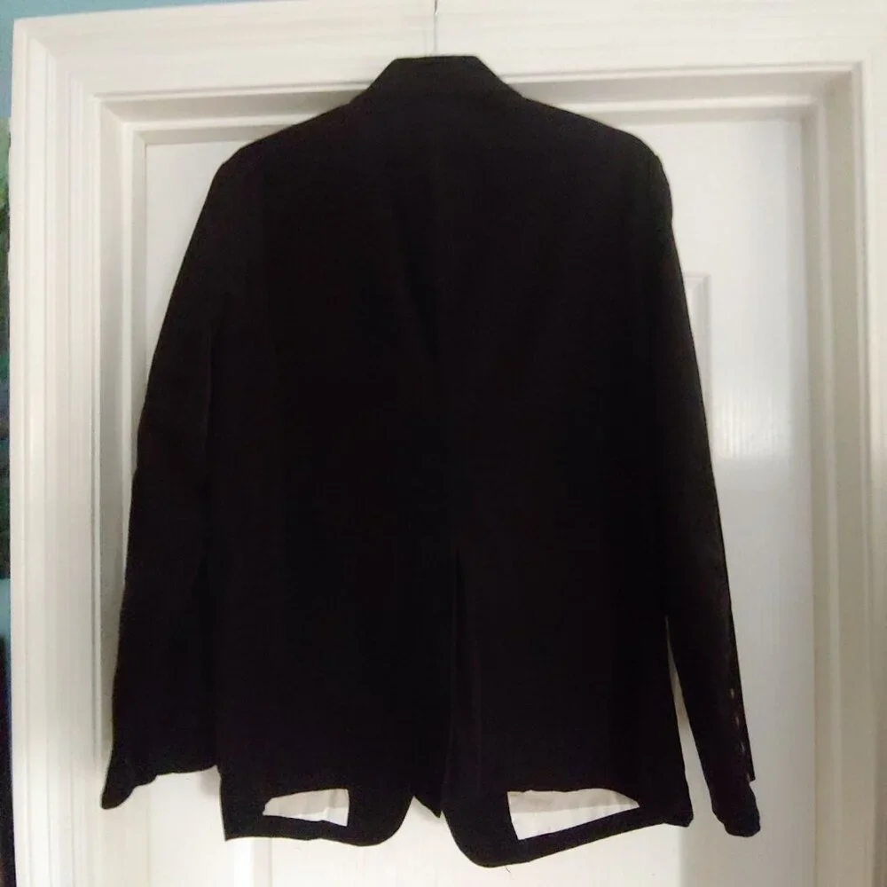 Kinetix Mens Black Corduroy Preppy Academia Business Casual Blazer L